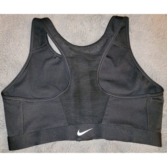 Nike Other - Nike Dri-FIT Swoosh Sports Bra Women Size Large Front Zip Black Medium Support